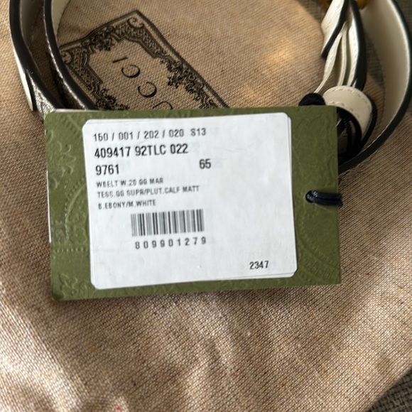 NWT GUCCI belt sz 65 (00) 22 inches b. Ebony/m white - Picture 5 of 5